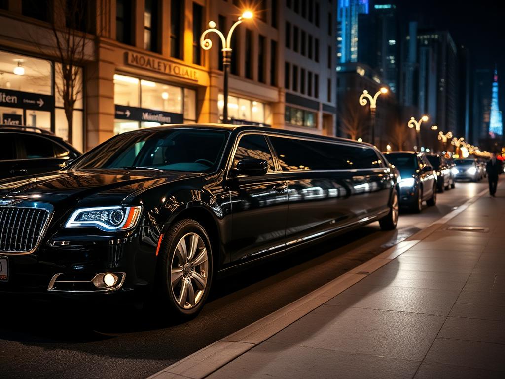 Black luxury limousine and private security vehicle service for VIP transport in Los Angeles